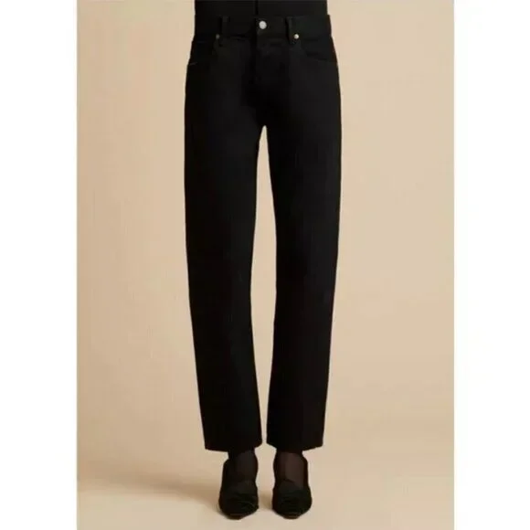 💕KHAITE💕 The Kyle Low Rise Straight Leg Jeans ~ Wilcox Faded Black 28 NWT - Picture 4 of 9